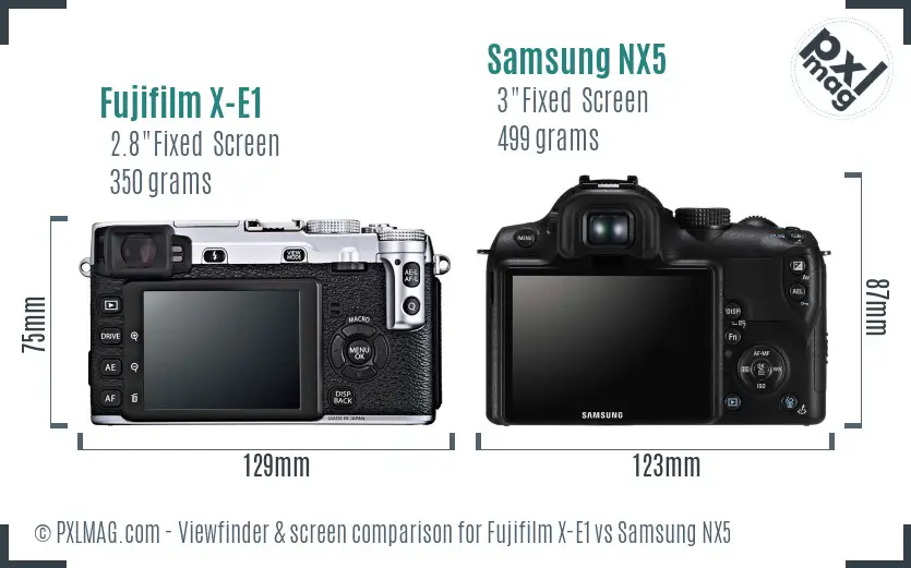 Fujifilm X-E1 vs Samsung NX5 Screen and Viewfinder comparison
