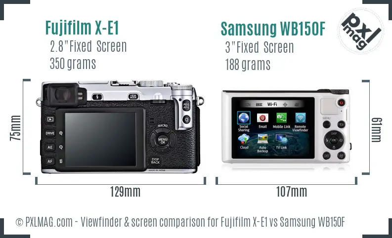 Fujifilm X-E1 vs Samsung WB150F Screen and Viewfinder comparison