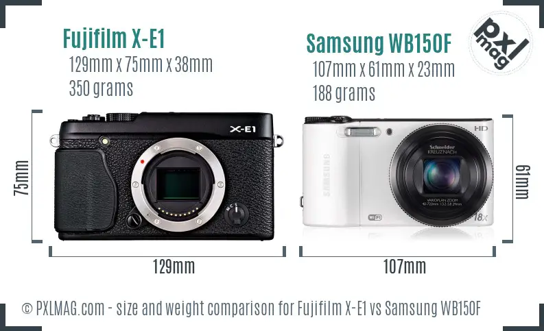 Fujifilm X-E1 vs Samsung WB150F size comparison