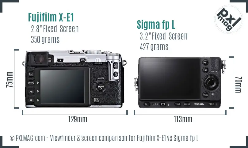 Fujifilm X-E1 vs Sigma fp L Screen and Viewfinder comparison