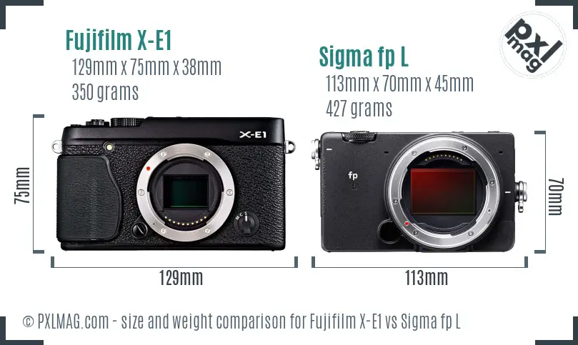 Fujifilm X-E1 vs Sigma fp L size comparison