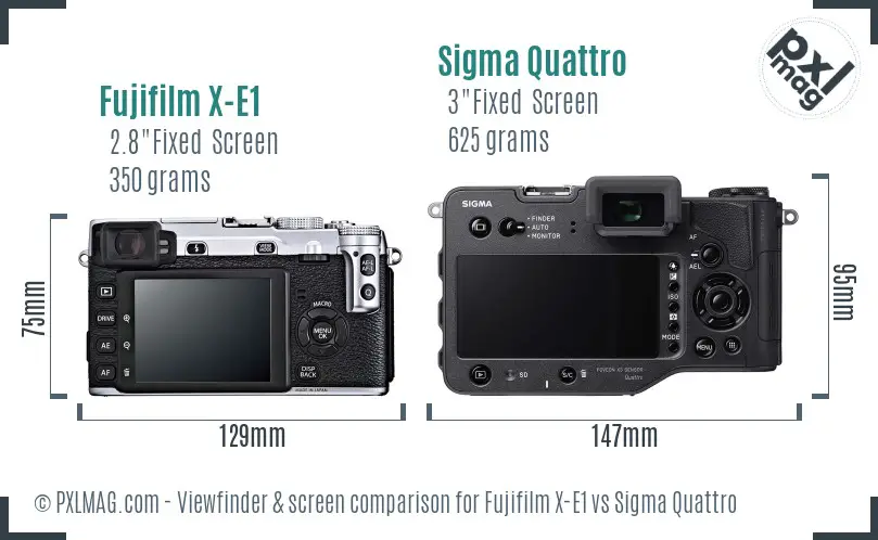 Fujifilm X-E1 vs Sigma Quattro Screen and Viewfinder comparison