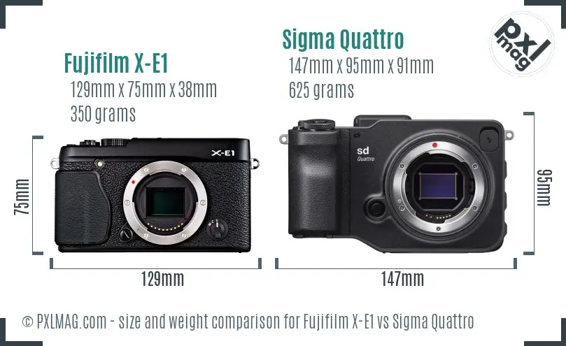 Fujifilm X-E1 vs Sigma Quattro size comparison