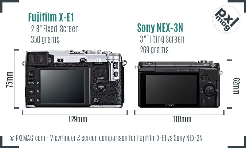 Fujifilm X-E1 vs Sony NEX-3N Screen and Viewfinder comparison