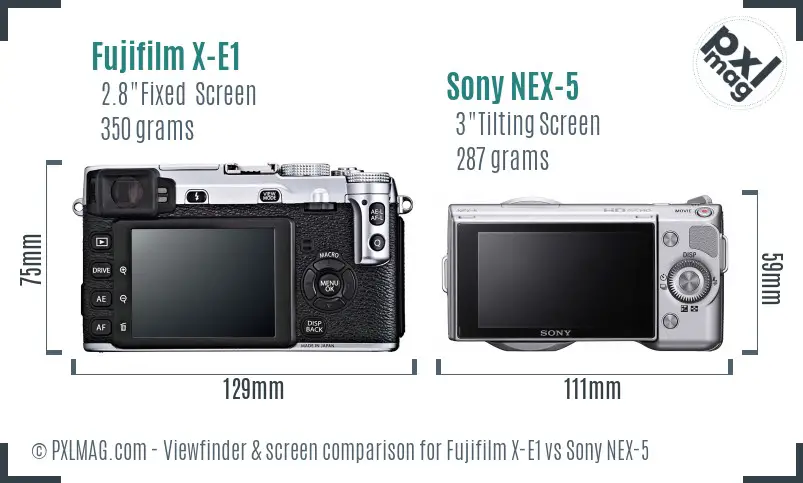Fujifilm X-E1 vs Sony NEX-5 Screen and Viewfinder comparison Fujifilm X-E1 vs Sony NEX-5 Screen and Viewfinder comparison