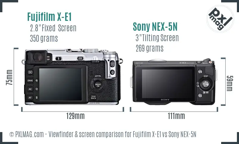 Fujifilm X-E1 vs Sony NEX-5N Screen and Viewfinder comparison