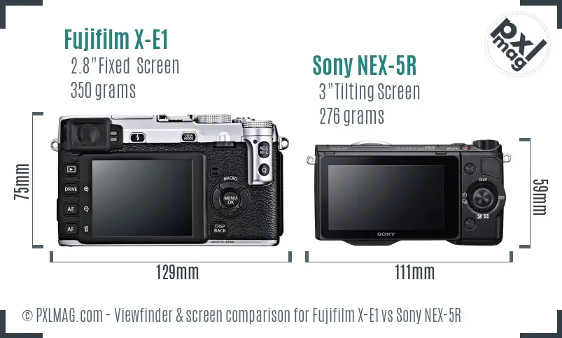 Fujifilm X-E1 vs Sony NEX-5R Screen and Viewfinder comparison