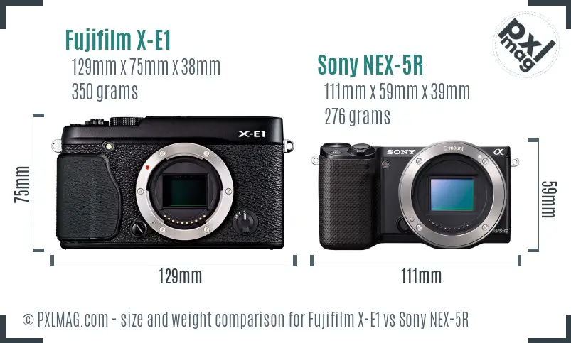 Fujifilm X-E1 vs Sony NEX-5R size comparison