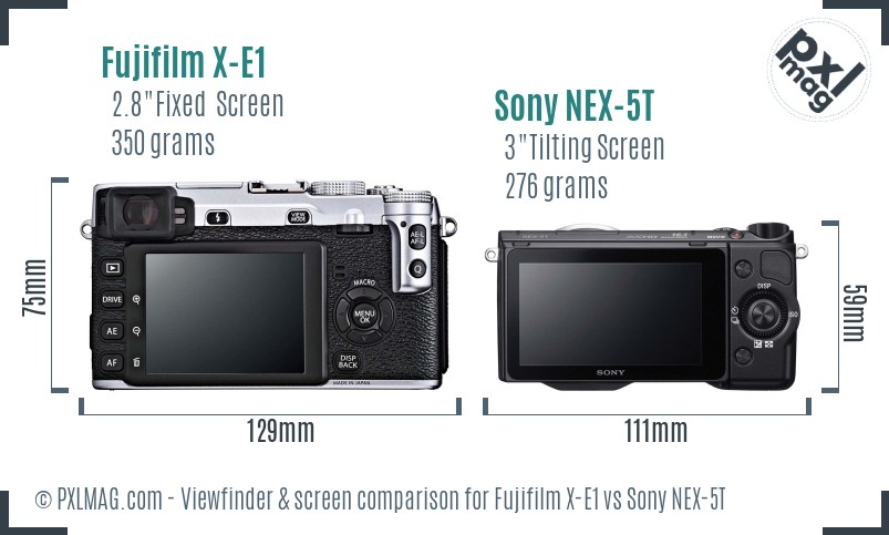 Fujifilm X-E1 vs Sony NEX-5T Screen and Viewfinder comparison