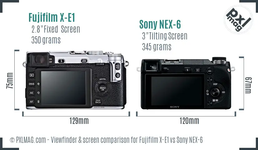 Fujifilm X-E1 vs Sony NEX-6 Screen and Viewfinder comparison