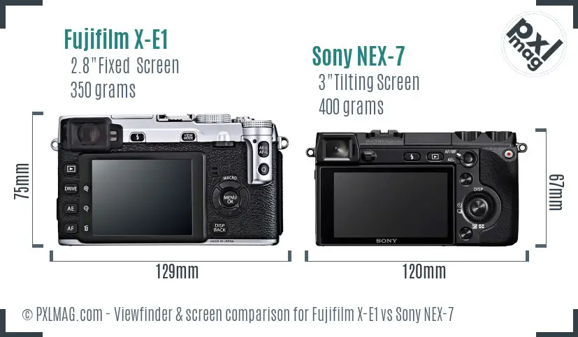 Fujifilm X-E1 vs Sony NEX-7 Screen and Viewfinder comparison