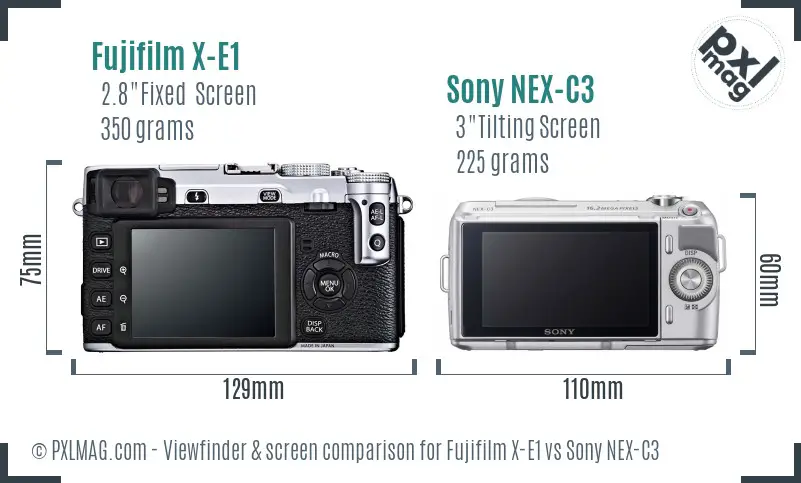 Fujifilm X-E1 vs Sony NEX-C3 Screen and Viewfinder comparison