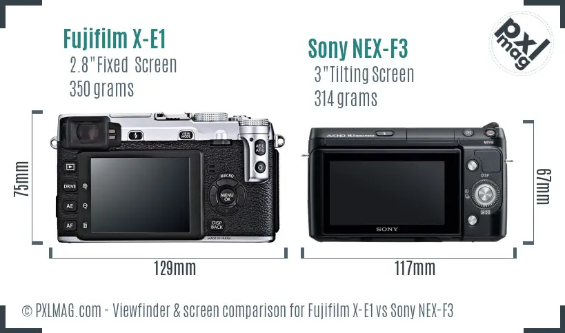 Fujifilm X-E1 vs Sony NEX-F3 Screen and Viewfinder comparison