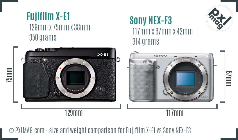 Fujifilm X-E1 vs Sony NEX-F3 size comparison