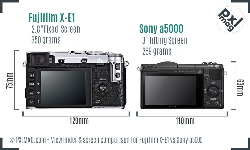 Fujifilm X-E1 vs Sony a5000 Screen and Viewfinder comparison
