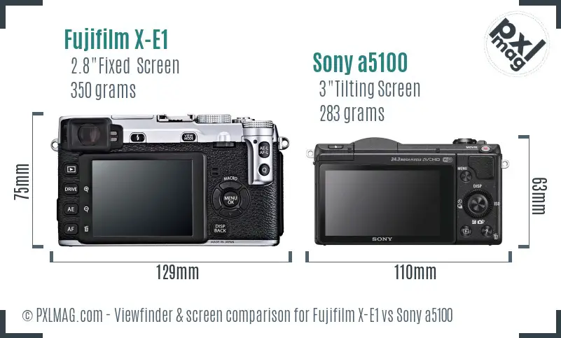 Fujifilm X-E1 vs Sony a5100 Screen and Viewfinder comparison