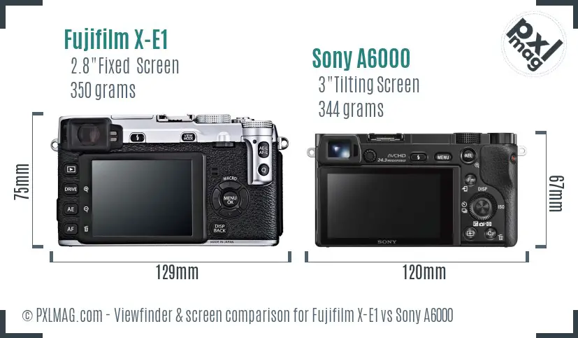 Fujifilm X-E1 vs Sony A6000 Screen and Viewfinder comparison