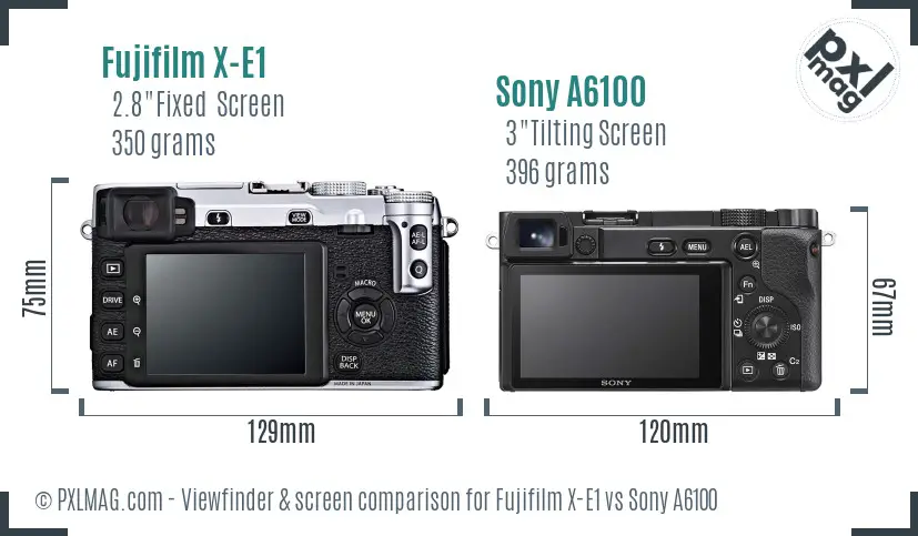 Fujifilm X-E1 vs Sony A6100 Screen and Viewfinder comparison