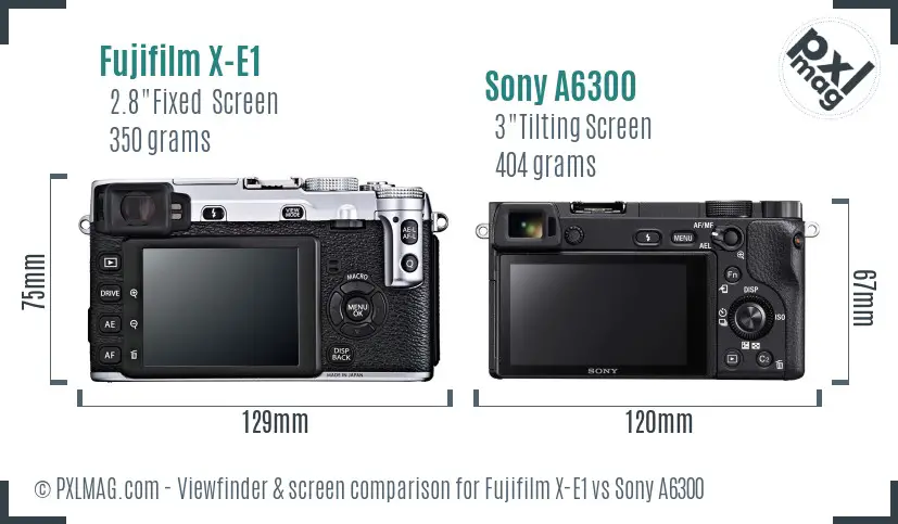 Fujifilm X-E1 vs Sony A6300 Screen and Viewfinder comparison