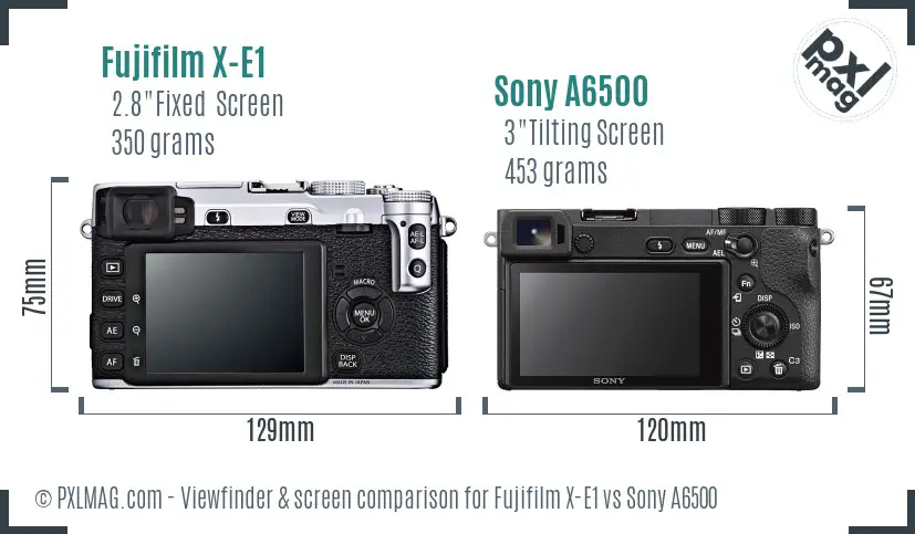 Fujifilm X-E1 vs Sony A6500 Screen and Viewfinder comparison
