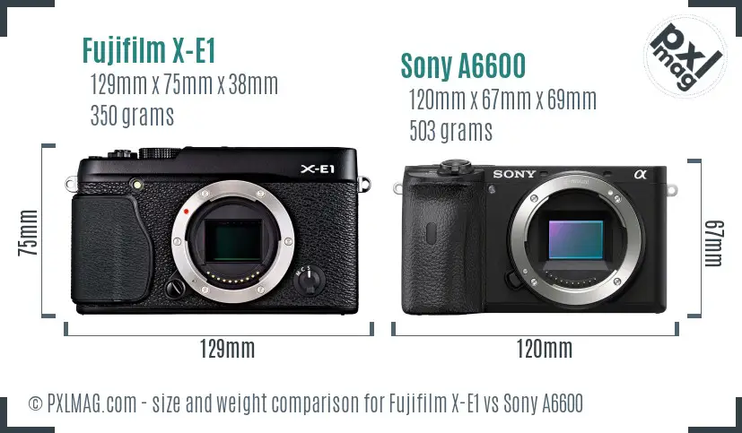 Fujifilm X-E1 vs Sony A6600 size comparison Fujifilm X-E1 vs Sony A6600 size comparison