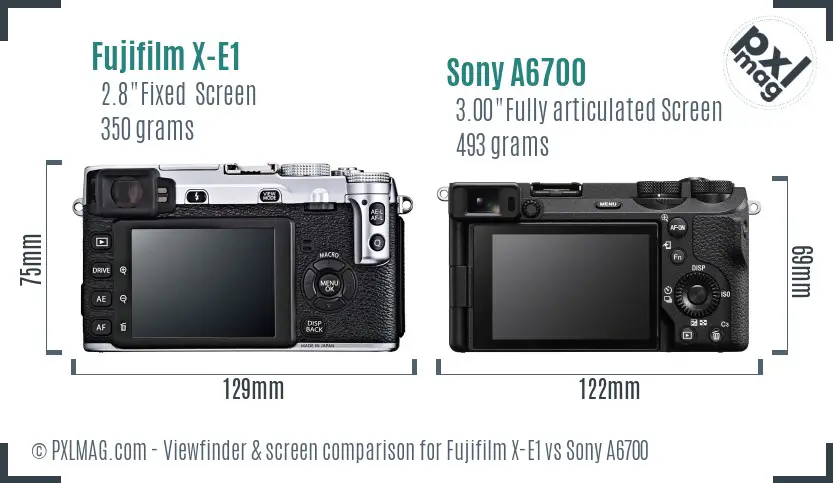 Fujifilm X-E1 vs Sony A6700 Screen and Viewfinder comparison