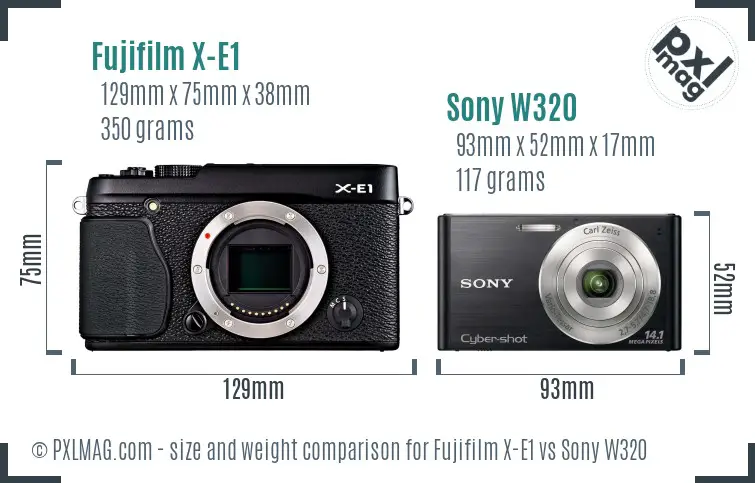 Fujifilm X-E1 vs Sony W320 size comparison