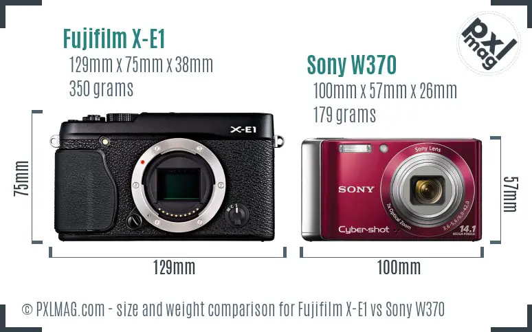 Fujifilm X-E1 vs Sony W370 size comparison