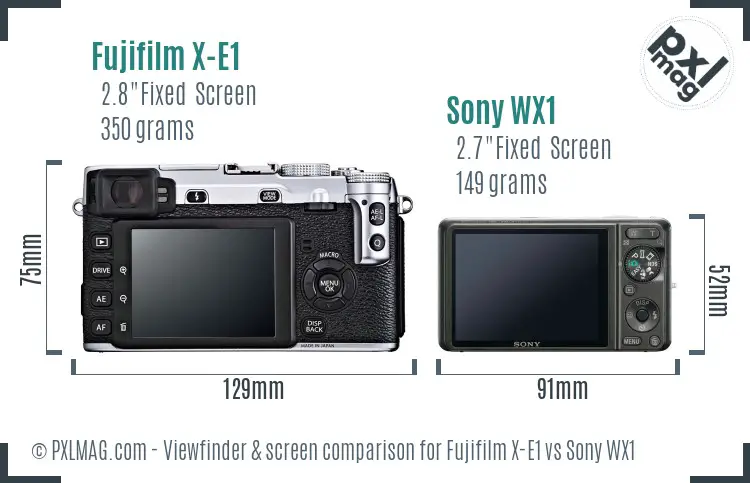 Fujifilm X-E1 vs Sony WX1 Screen and Viewfinder comparison