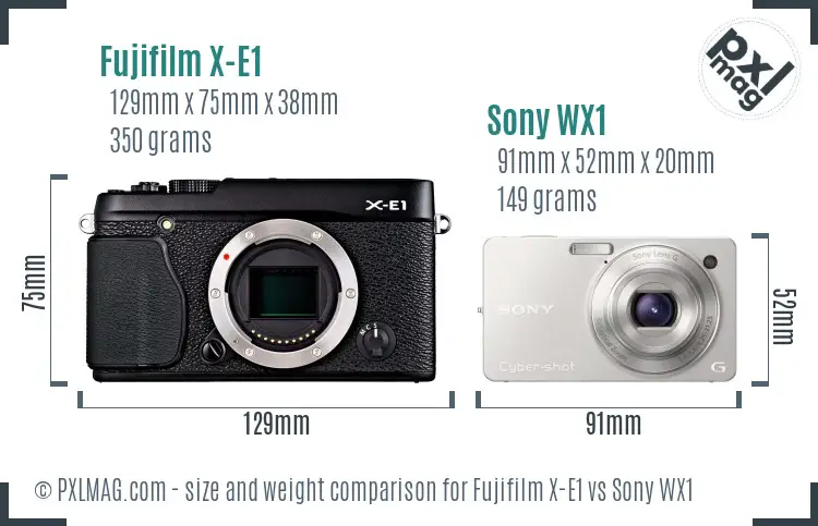 Fujifilm X-E1 vs Sony WX1 size comparison