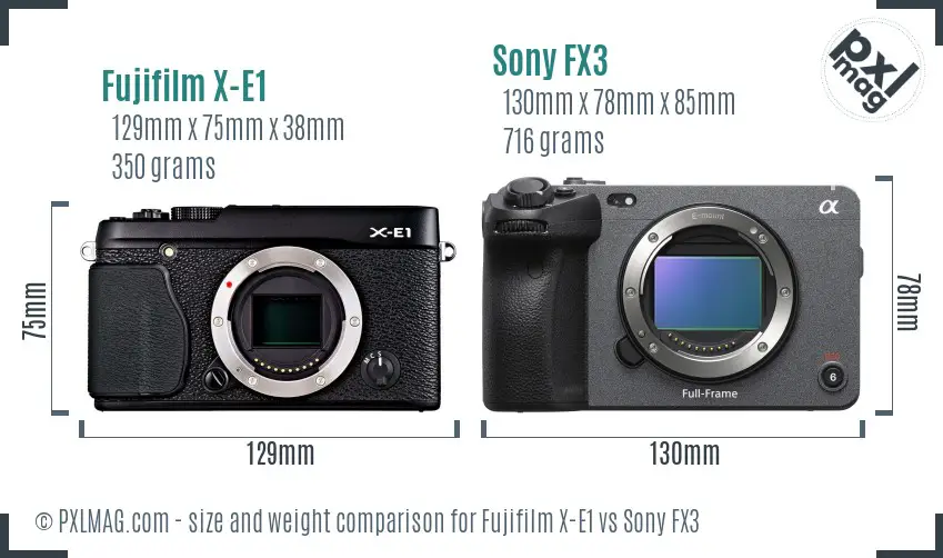 Fujifilm X-E1 vs Sony FX3 size comparison Fujifilm X-E1 vs Sony FX3 size comparison