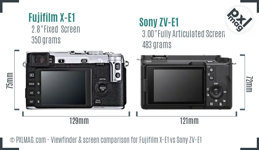 Fujifilm X-E1 vs Sony ZV-E1 Screen and Viewfinder comparison