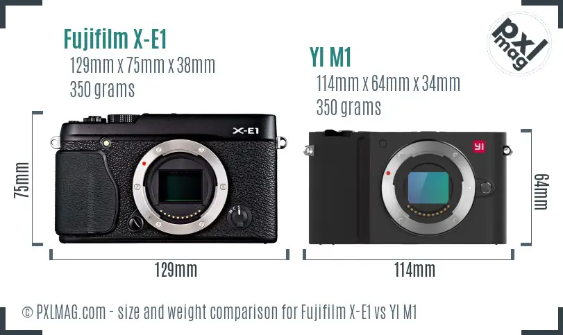 Fujifilm X-E1 vs YI M1 size comparison Fujifilm X-E1 vs YI M1 size comparison
