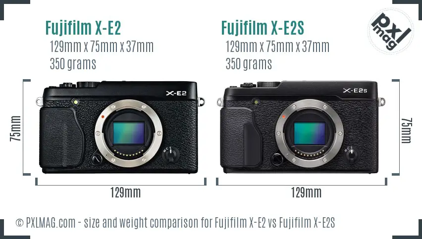 Fujifilm X-E2 vs Fujifilm X-E2S size comparison