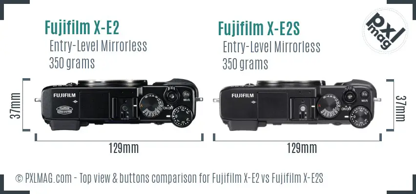 Fujifilm X-E2 vs Fujifilm X-E2S top view buttons comparison