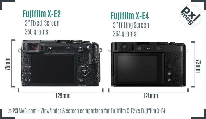 Fujifilm X-E2 vs Fujifilm X-E4 Screen and Viewfinder comparison
