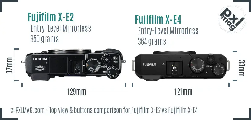 Fujifilm X-E2 vs Fujifilm X-E4 top view buttons comparison