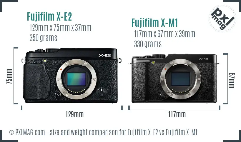 Fujifilm X-E2 vs Fujifilm X-M1 size comparison