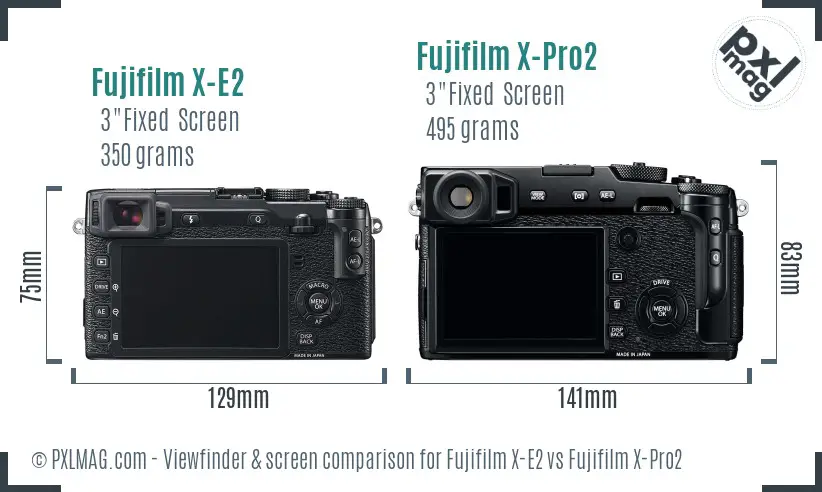 Fujifilm X-E2 vs Fujifilm X-Pro2 Screen and Viewfinder comparison