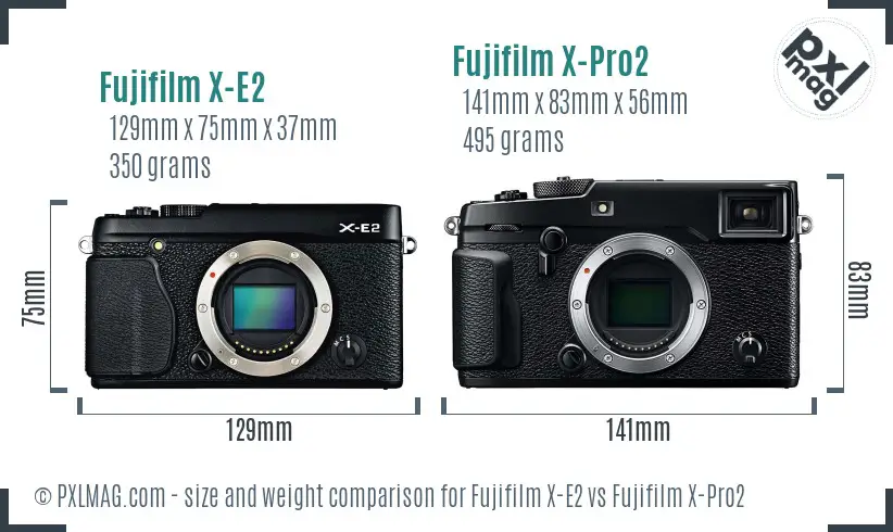Fujifilm X-E2 vs Fujifilm X-Pro2 size comparison