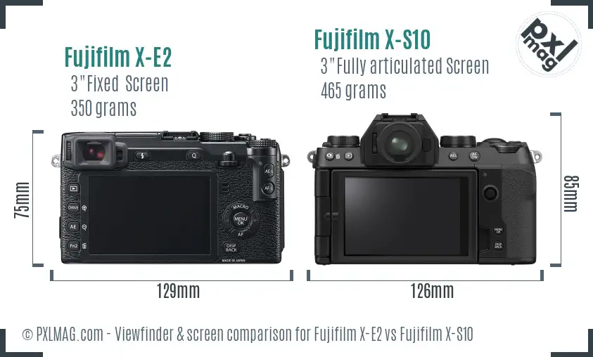 Fujifilm X-E2 vs Fujifilm X-S10 Screen and Viewfinder comparison