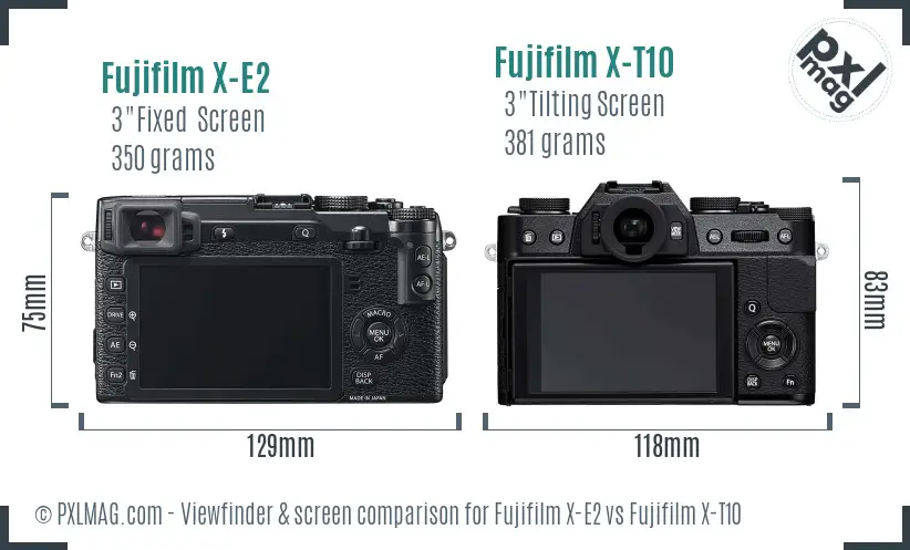 Fujifilm X-E2 vs Fujifilm X-T10 Screen and Viewfinder comparison
