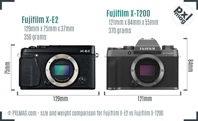 Fujifilm X-E2 vs Fujifilm X-T200 size comparison