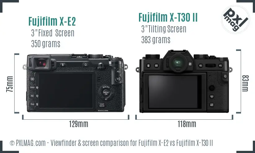 Fujifilm X-E2 vs Fujifilm X-T30 II Screen and Viewfinder comparison