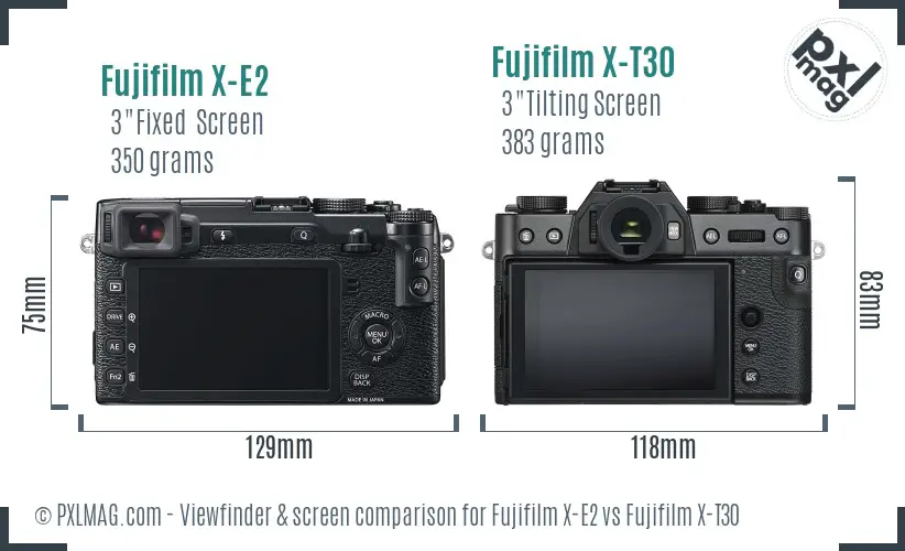 Fujifilm X-E2 vs Fujifilm X-T30 Screen and Viewfinder comparison