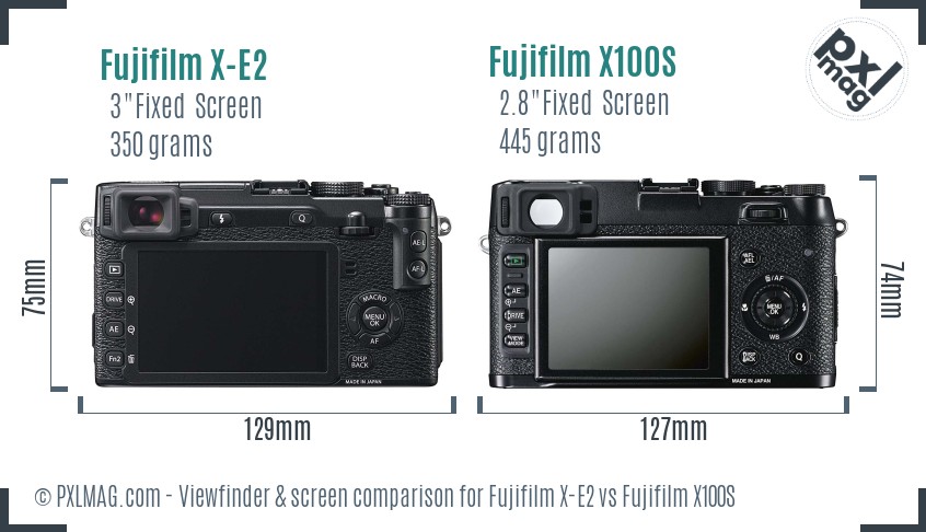 Fujifilm X-E2 vs Fujifilm X100S Screen and Viewfinder comparison