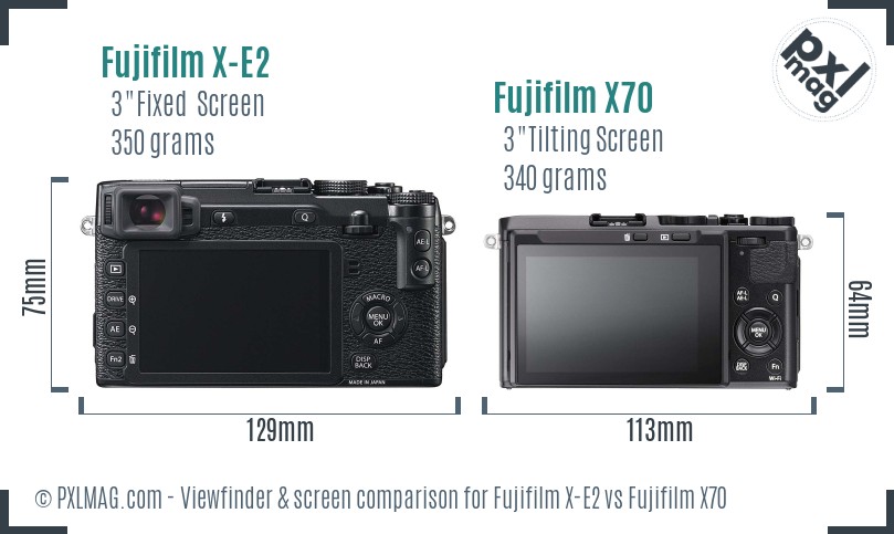 Fujifilm X-E2 vs Fujifilm X70 Screen and Viewfinder comparison