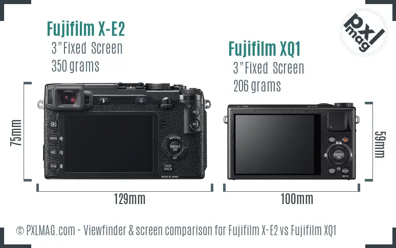 Fujifilm X-E2 vs Fujifilm XQ1 Screen and Viewfinder comparison