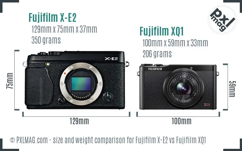Fujifilm X-E2 vs Fujifilm XQ1 size comparison