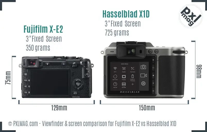 Fujifilm X-E2 vs Hasselblad X1D Screen and Viewfinder comparison